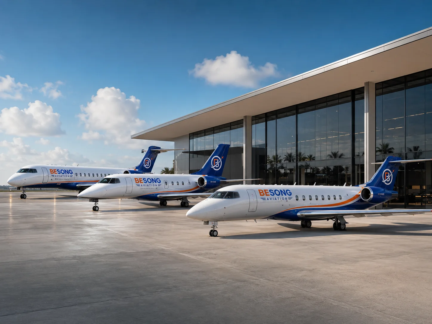 Line-up of BESONG Aviation branded business aircraft