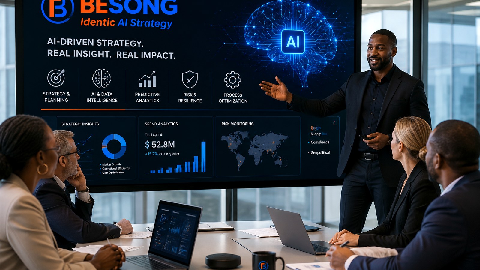 BESONG Digital strategist presenting AI and digital transformation services