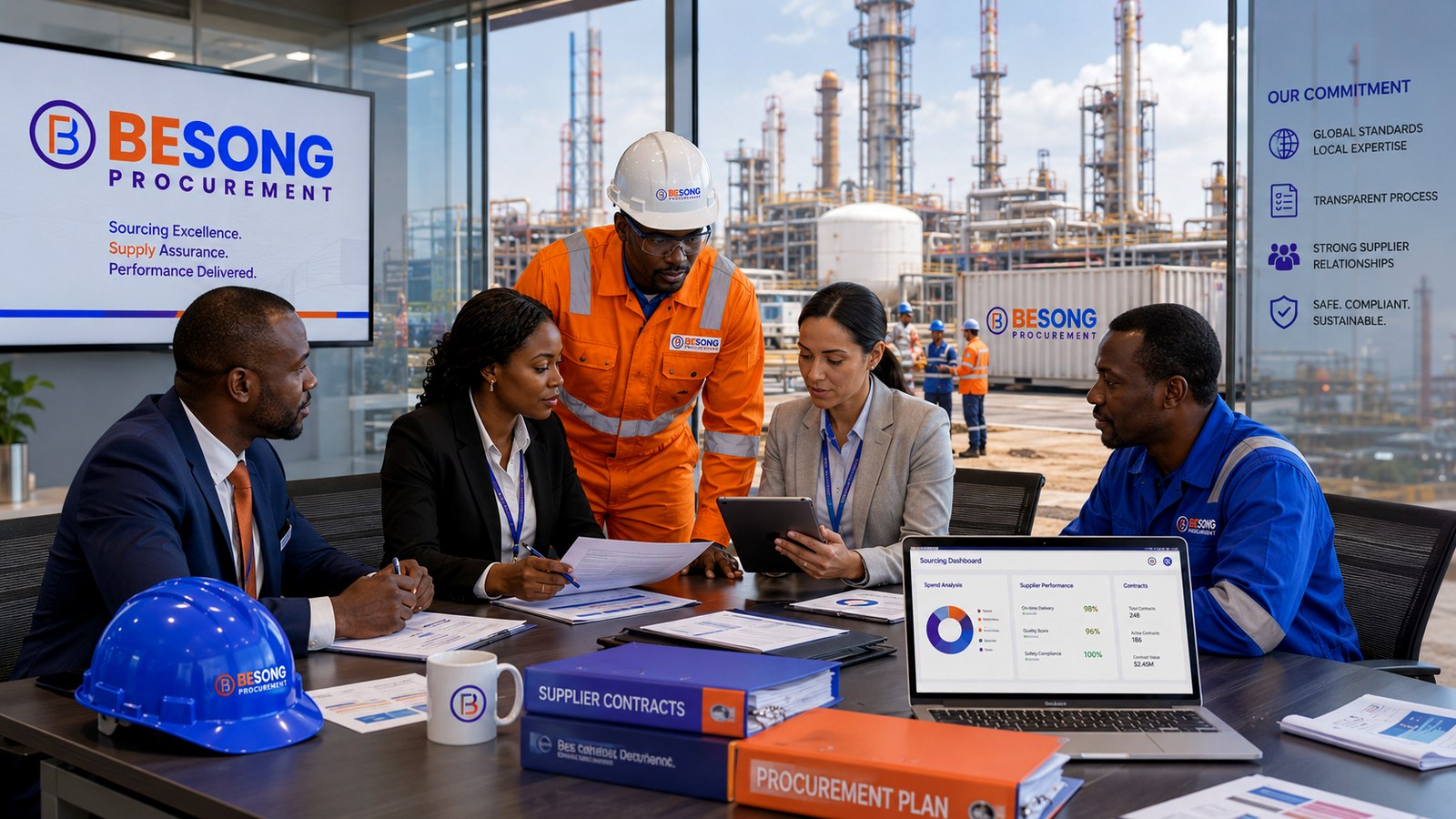 BESONG procurement specialists working in an industrial operating environment